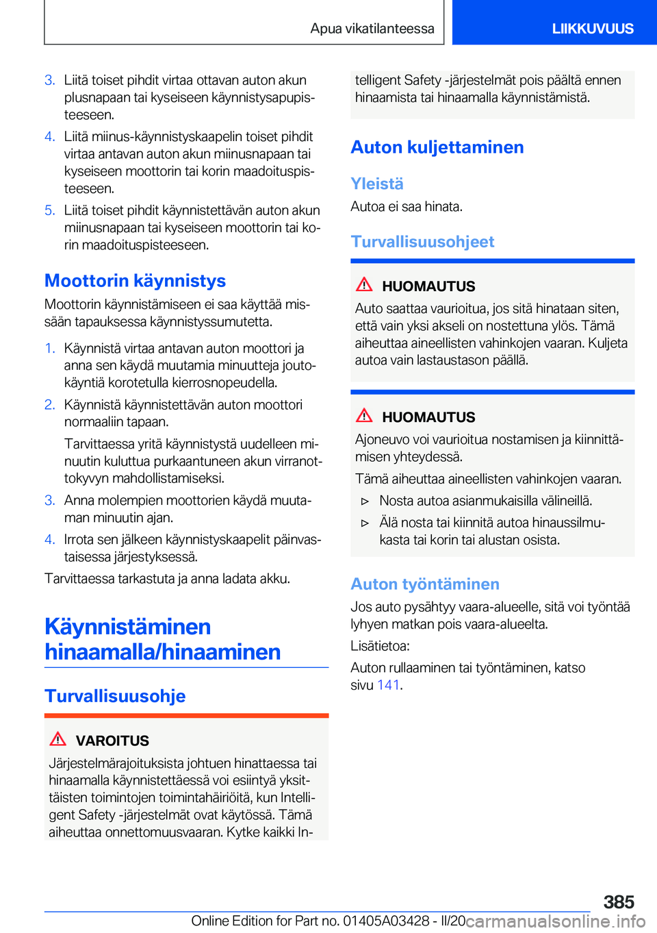 BMW X6 M 2020  Omistajan Käsikirja (in Finnish) �3�.�L�i�i�t�