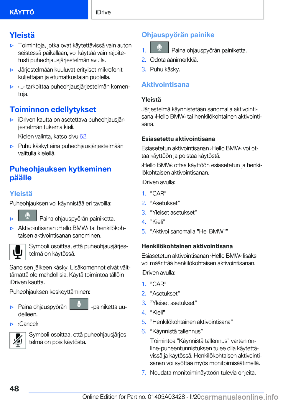 BMW X6 M 2020  Omistajan Käsikirja (in Finnish) �Y�l�e�i�s�t�