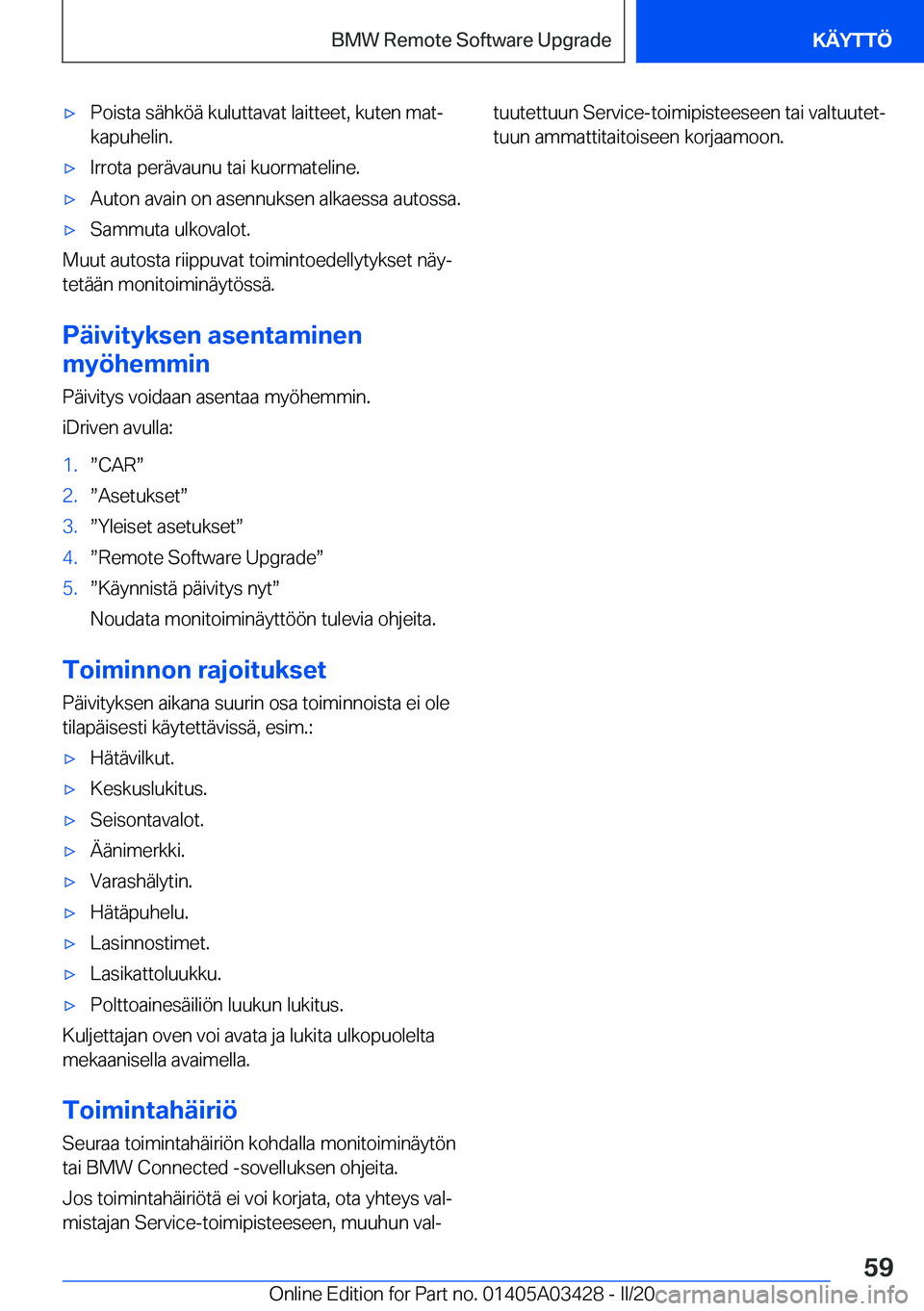 BMW X6 M 2020  Omistajan Käsikirja (in Finnish) 'x�P�o�i�s�t�a��s�