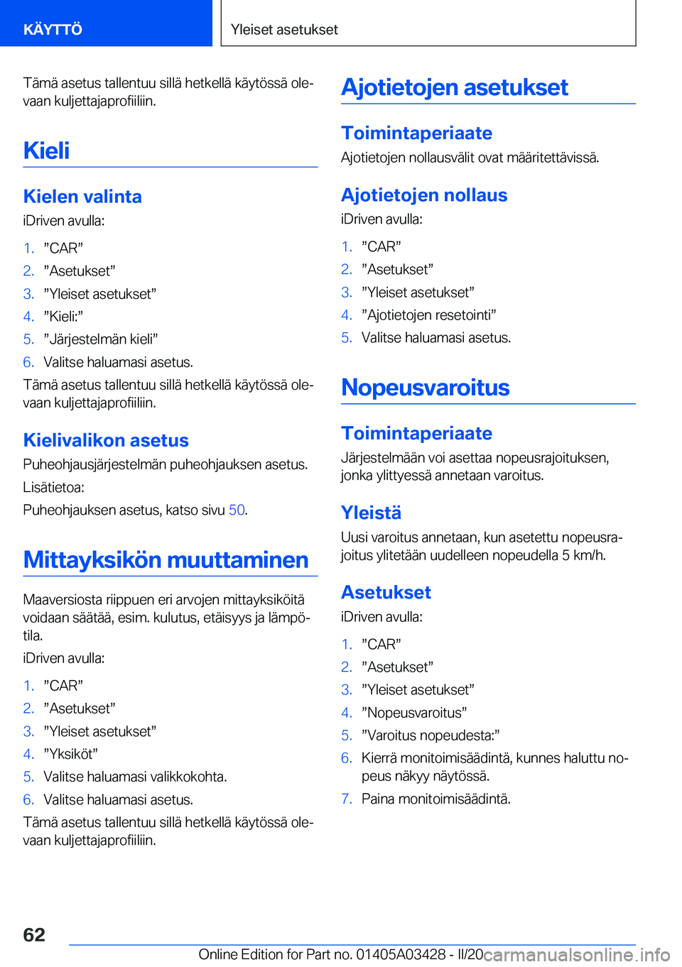 BMW X6 M 2020  Omistajan Käsikirja (in Finnish) �T�