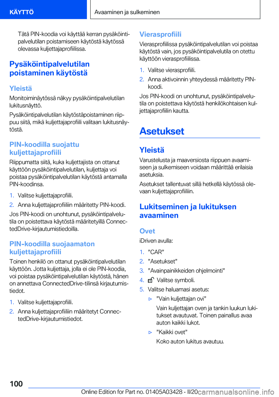 BMW X6 M 2020  Omistajan Käsikirja (in Finnish) �T�
