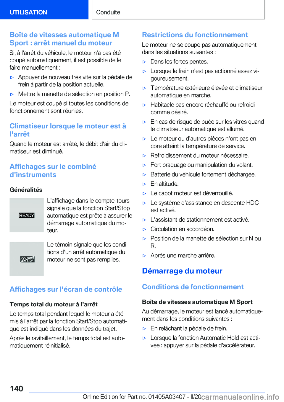 BMW X6 M 2020  Notices Demploi (in French) �B�o�