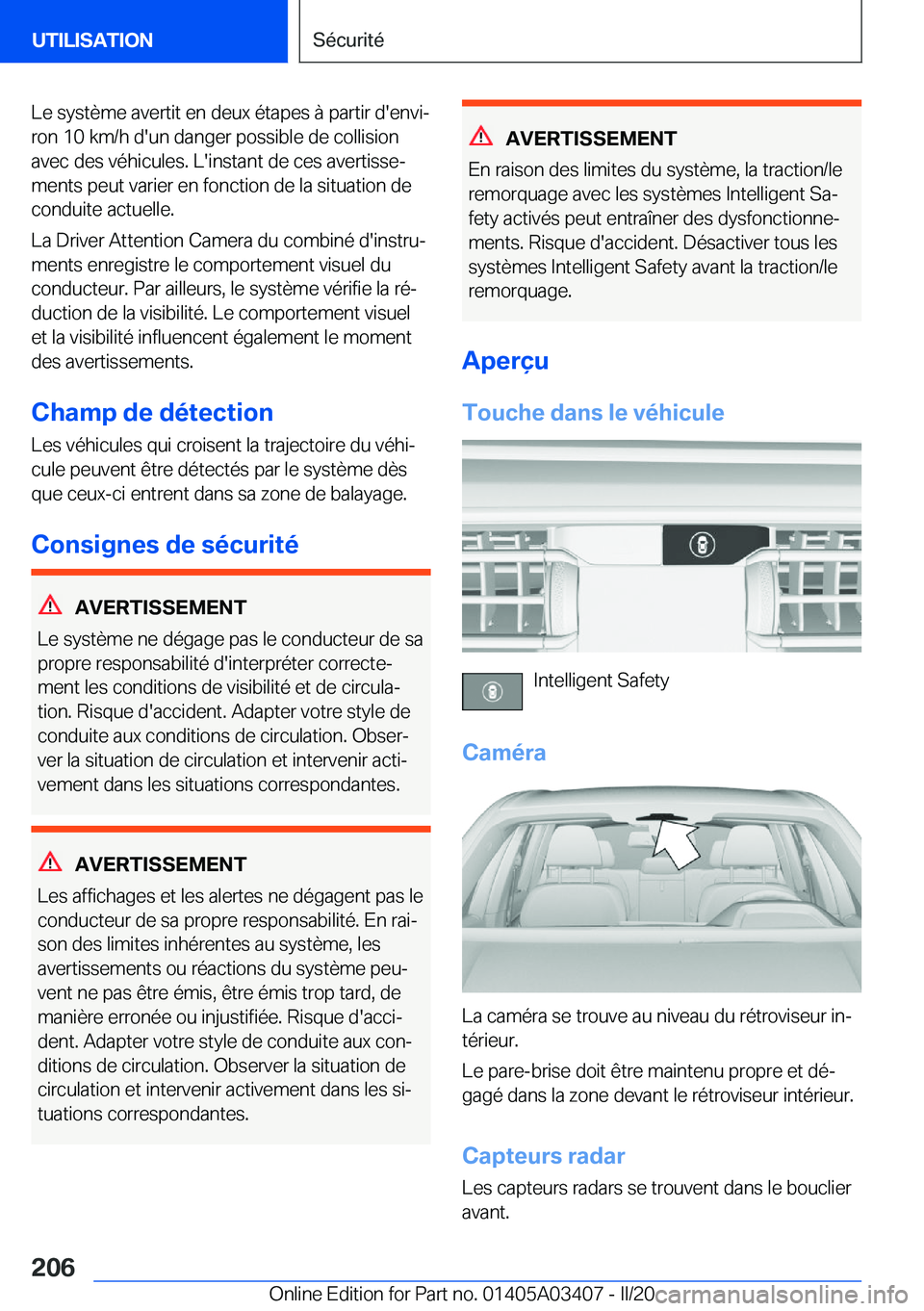 BMW X6 M 2020  Notices Demploi (in French) �L�e��s�y�s�t�è�m�e��a�v�e�r�t�i�t��e�n��d�e�u�x��é�t�a�p�e�s��