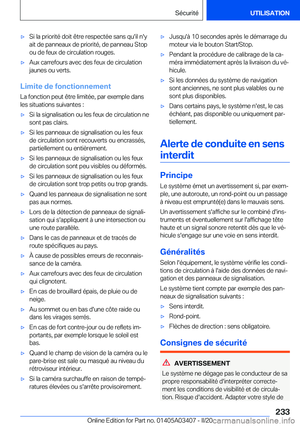 BMW X6 M 2020  Notices Demploi (in French) 'x�S�i��l�a��p�r�i�o�r�i�t�é��d�o�i�t��ê�t�r�e��r�e�s�p�e�c�t�é�e��s�a�n�s��q�u�'�i�l��n�'�y
�a�i�t��d�e��p�a�n�n�e�a�u�x��d�e��p�r�i�o�r�i�t�é�,��d�e��p�a�n�n�e�a�u��S�