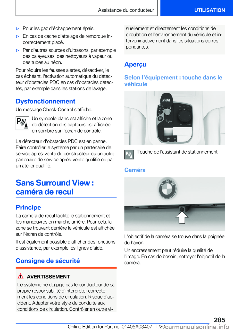 BMW X6 M 2020  Notices Demploi (in French) 'x�P�o�u�r��l�e�s��g�a�z��d�'�é�c�h�a�p�p�e�m�e�n�t��é�p�a�i�s�.'x�E�n��c�a�s��d�e��c�a�c�h�e��d�'�a�t�t�e�l�a�g�e��d�e��r�e�m�o�r�q�u�e��i�nj�c�o�r�r�e�c�t�e�m�e�n�t��p