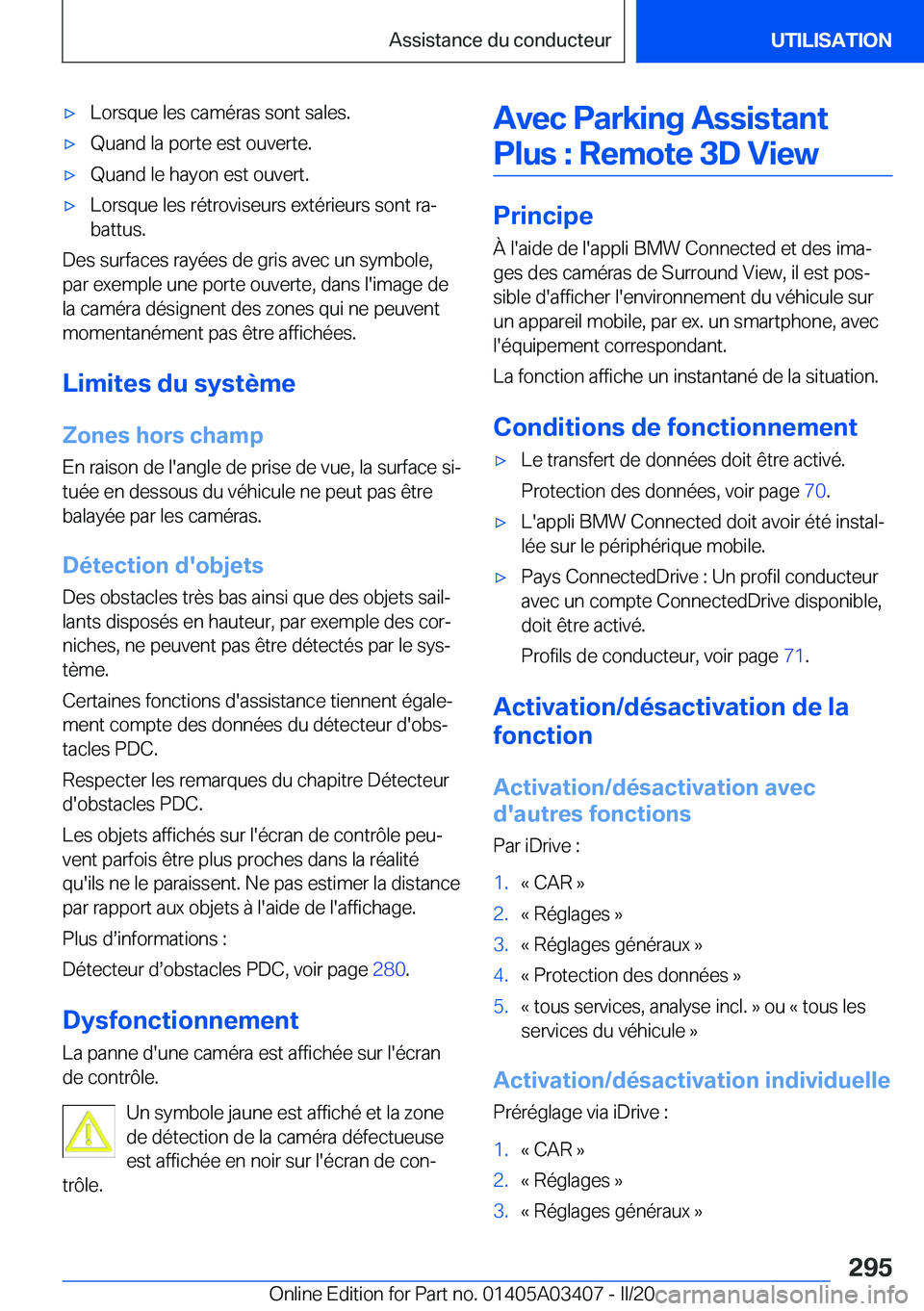 BMW X6 M 2020  Notices Demploi (in French) 'x�L�o�r�s�q�u�e��l�e�s��c�a�m�é�r�a�s��s�o�n�t��s�a�l�e�s�.'x�Q�u�a�n�d��l�a��p�o�r�t�e��e�s�t��o�u�v�e�r�t�e�.'x�Q�u�a�n�d��l�e��h�a�y�o�n��e�s�t��o�u�v�e�r�t�.'x�L�o�r�