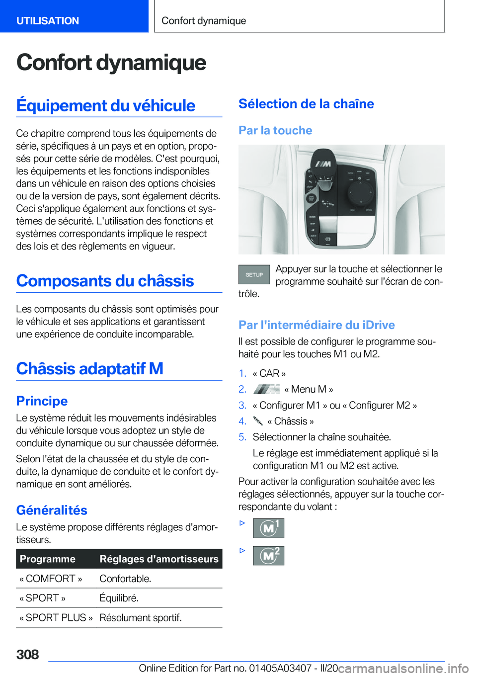 BMW X6 M 2020  Notices Demploi (in French) �C�o�n�f�o�r�t��d�y�n�a�m�i�q�u�e�