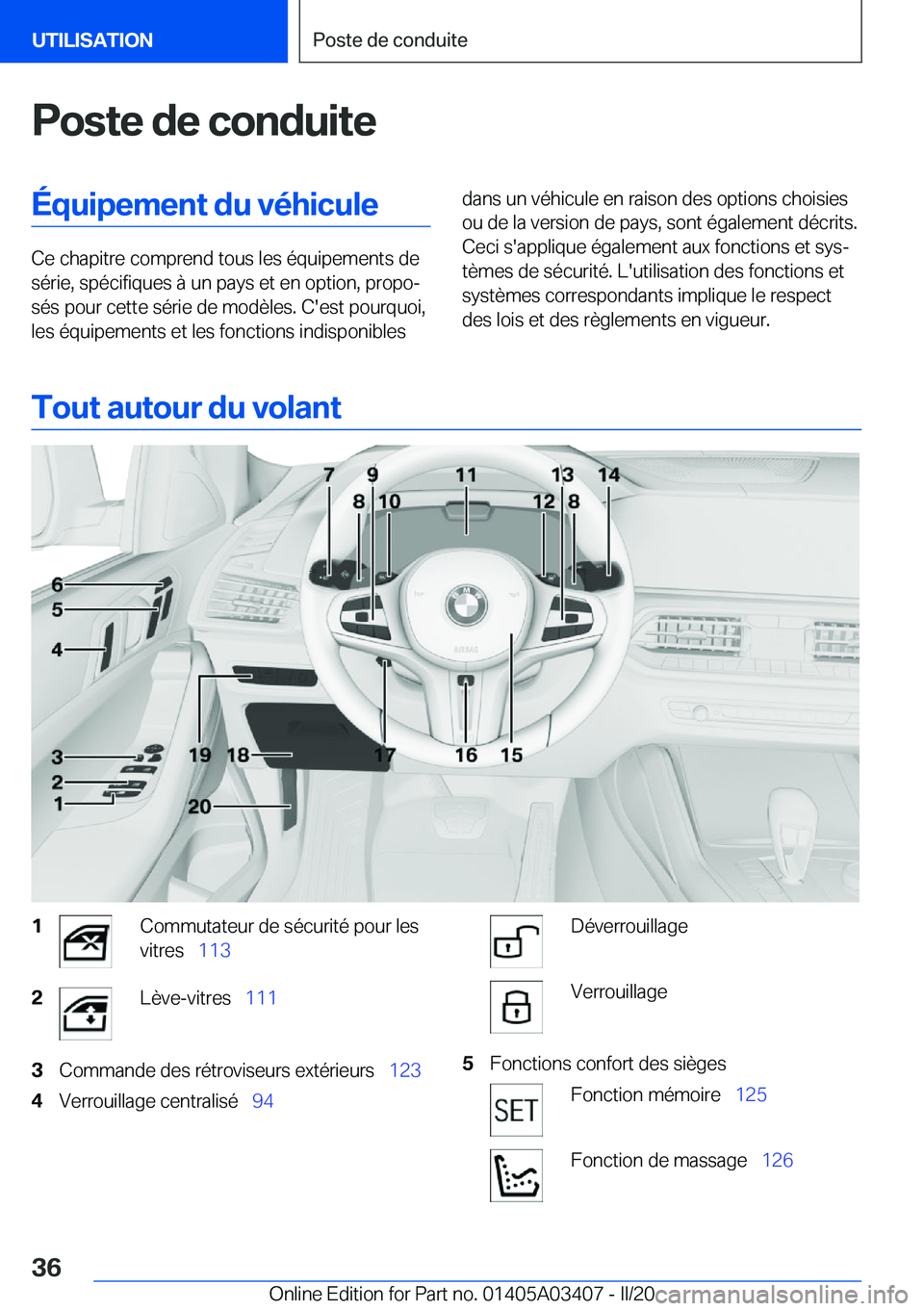 BMW X6 M 2020  Notices Demploi (in French) �P�o�s�t�e��d�e��c�o�n�d�u�i�t�e�