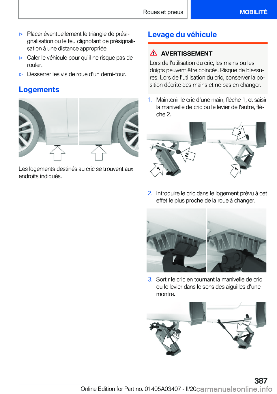 BMW X6 M 2020  Notices Demploi (in French) 'x�P�l�a�c�e�r��é�v�e�n�t�u�e�l�l�e�m�e�n�t��l�e��t�r�i�a�n�g�l�e��d�e��p�r�é�s�ij
�g�n�a�l�i�s�a�t�i�o�n��o�u��l�e��f�e�u��c�l�i�g�n�o�t�a�n�t��d�e��p�r�é�s�i�g�n�a�l�ij
�s�a�t�i�