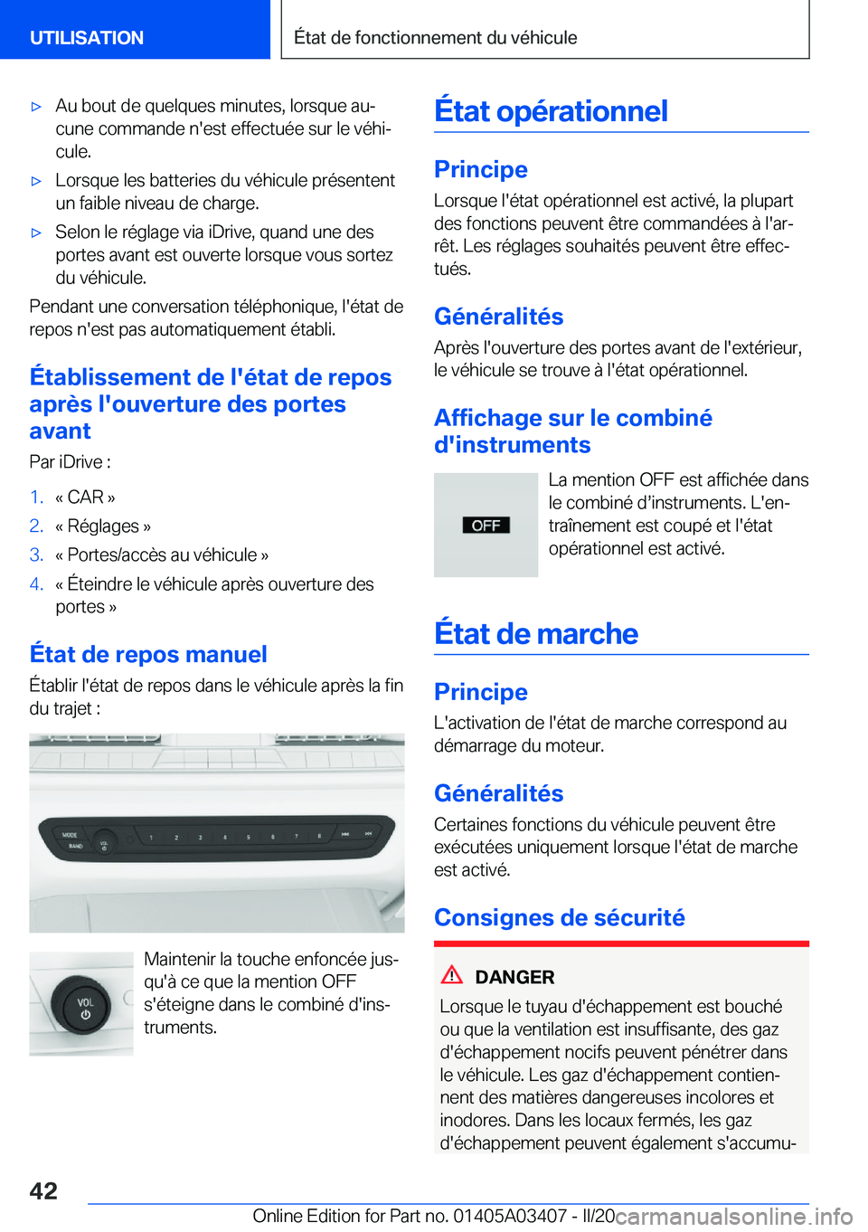 BMW X6 M 2020  Notices Demploi (in French) 'x�A�u��b�o�u�t��d�e��q�u�e�l�q�u�e�s��m�i�n�u�t�e�s�,��l�o�r�s�q�u�e��a�uj�c�u�n�e��c�o�m�m�a�n�d�e��n�'�e�s�t��e�f�f�e�c�t�u�é�e��s�u�r��l�e��v�é�h�ij�c�u�l�e�.'x�L�o�r�s