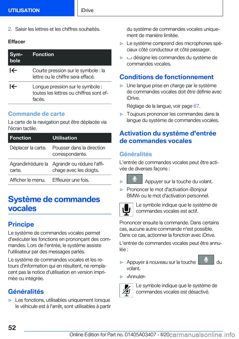 BMW X6 M 2020  Notices Demploi (in French) �2�.�S�a�i�s�i�r��l�e�s��l�e�t�t�r�e�s��e�t��l�e�s��c�h�i�f�f�r�e�s��s�o�u�h�a�i�t�é�s�.
�E�f�f�a�c�e�r
�S�y�mj
�b�o�l�e�F�o�n�c�t�i�o�n��C�o�u�r�t�e��p�r�e�s�s�i�o�n��s�u�r��l�e��s�y�m�b