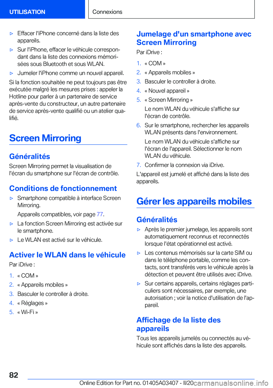 BMW X6 M 2020  Notices Demploi (in French) 'x�E�f�f�a�c�e�r��l�'�i�P�h�o�n�e��c�o�n�c�e�r�n�é��d�a�n�s��l�a��l�i�s�t�e��d�e�s�a�p�p�a�r�e�i�l�s�.'x�S�u�r��l�'�i�P�h�o�n�e�,��e�f�f�a�c�e�r��l�e��v�é�h�i�c�u�l�e��c�o