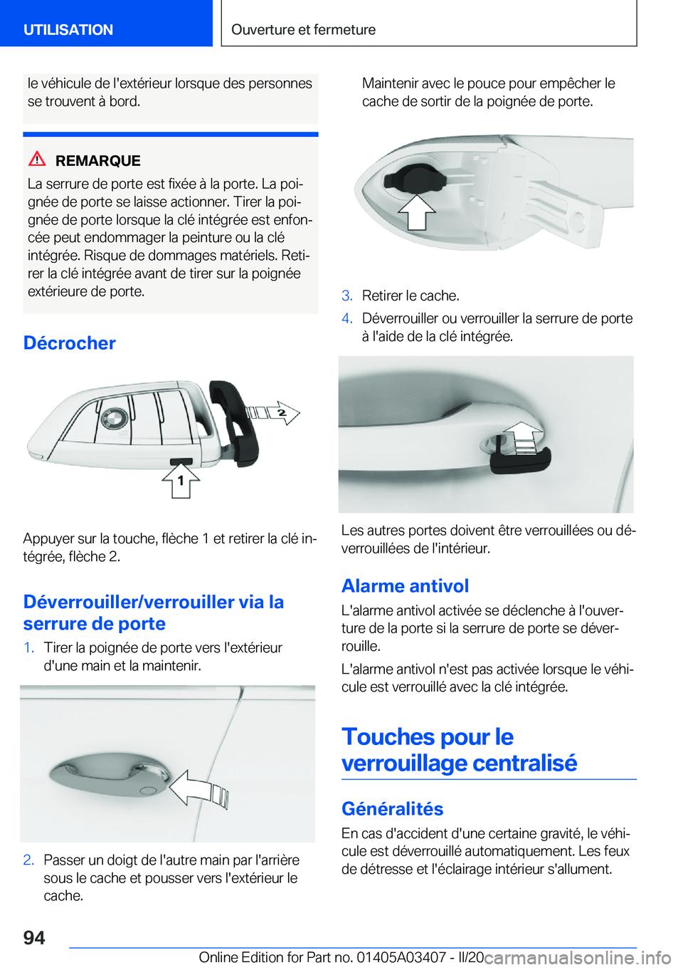 BMW X6 M 2020  Notices Demploi (in French) �l�e��v�é�h�i�c�u�l�e��d�e��l�'�e�x�t�é�r�i�e�u�r��l�o�r�s�q�u�e��d�e�s��p�e�r�s�o�n�n�e�s�s�e��t�r�o�u�v�e�n�t��
