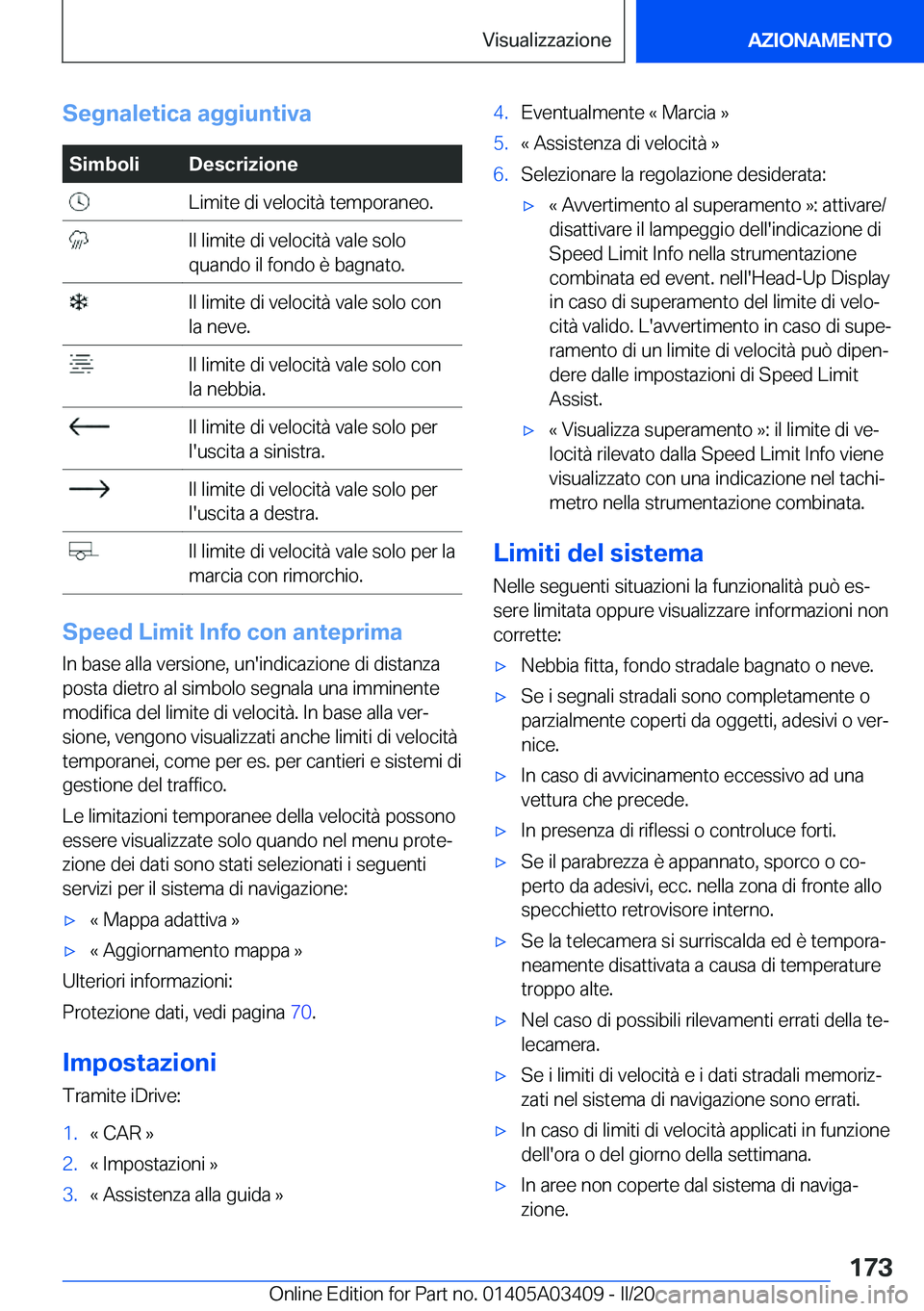 BMW X6 M 2020  Libretti Di Uso E manutenzione (in Italian) �S�e�g�n�a�l�e�t�i�c�a��a�g�g�i�u�n�t�i�v�a�S�i�m�b�o�l�i�D�e�s�c�r�i�z�i�o�n�e��L�i�m�i�t�e��d�i��v�e�l�o�c�i�t�