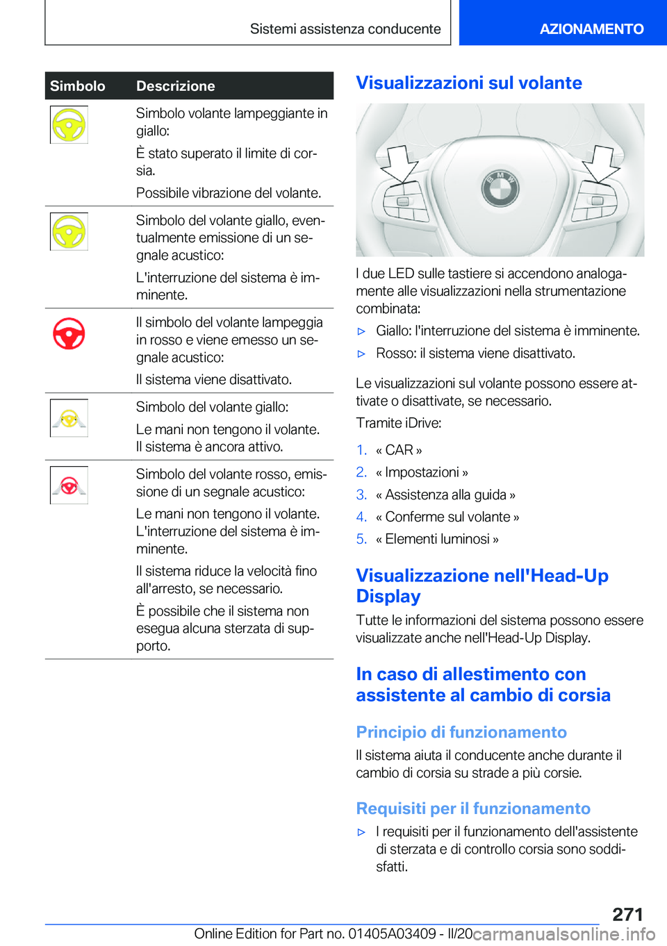 BMW X6 M 2020  Libretti Di Uso E manutenzione (in Italian) �S�i�m�b�o�l�o�D�e�s�c�r�i�z�i�o�n�e�S�i�m�b�o�l�o��v�o�l�a�n�t�e��l�a�m�p�e�g�g�i�a�n�t�e��i�n
�g�i�a�l�l�o�:
�
