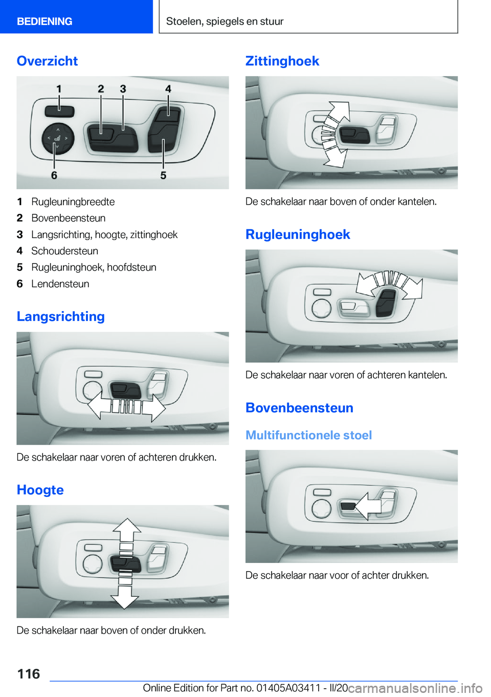 BMW X6 M 2020  Instructieboekjes (in Dutch) �O�v�e�r�z�i�c�h�t�1�R�u�g�l�e�u�n�i�n�g�b�r�e�e�d�t�e�2�B�o�v�e�n�b�e�e�n�s�t�e�u�n�3�L�a�n�g�s�r�i�c�h�t�i�n�g�,��h�o�o�g�t�e�,��z�i�t�t�i�n�g�h�o�e�k�4�S�c�h�o�u�d�e�r�s�t�e�u�n�5�R�u�g�l�e�u�n�i