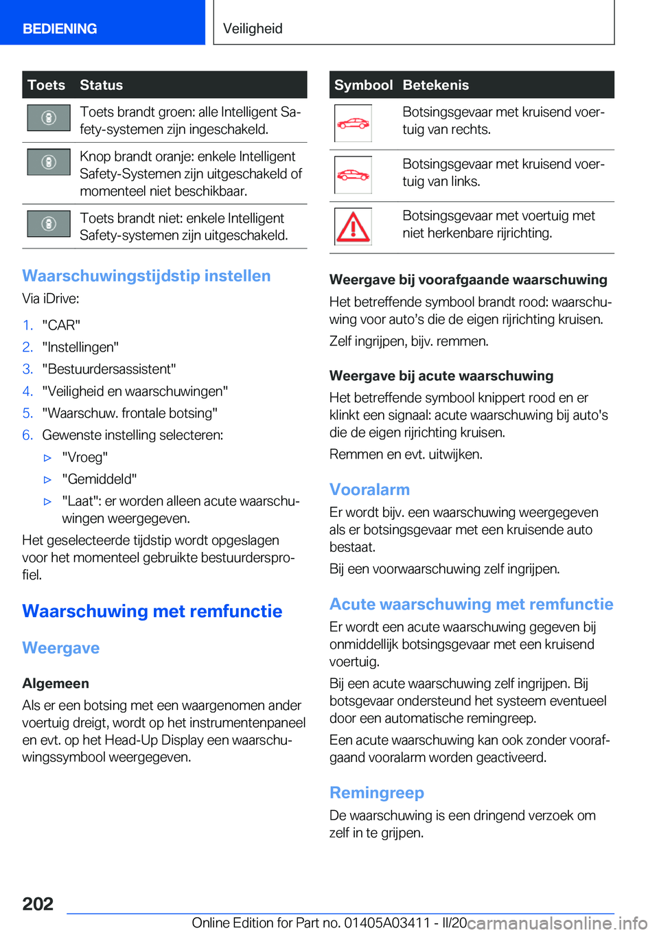 BMW X6 M 2020  Instructieboekjes (in Dutch) �T�o�e�t�s�S�t�a�t�u�s�T�o�e�t�s��b�r�a�n�d�t��g�r�o�e�n�:��a�l�l�e��I�n�t�e�l�l�i�g�e�n�t��S�aj
�f�e�t�y�-�s�y�s�t�e�m�e�n��z�i�j�n��i�n�g�e�s�c�h�a�k�e�l�d�.�K�n�o�p��b�r�a�n�d�t��o�r�a�n�