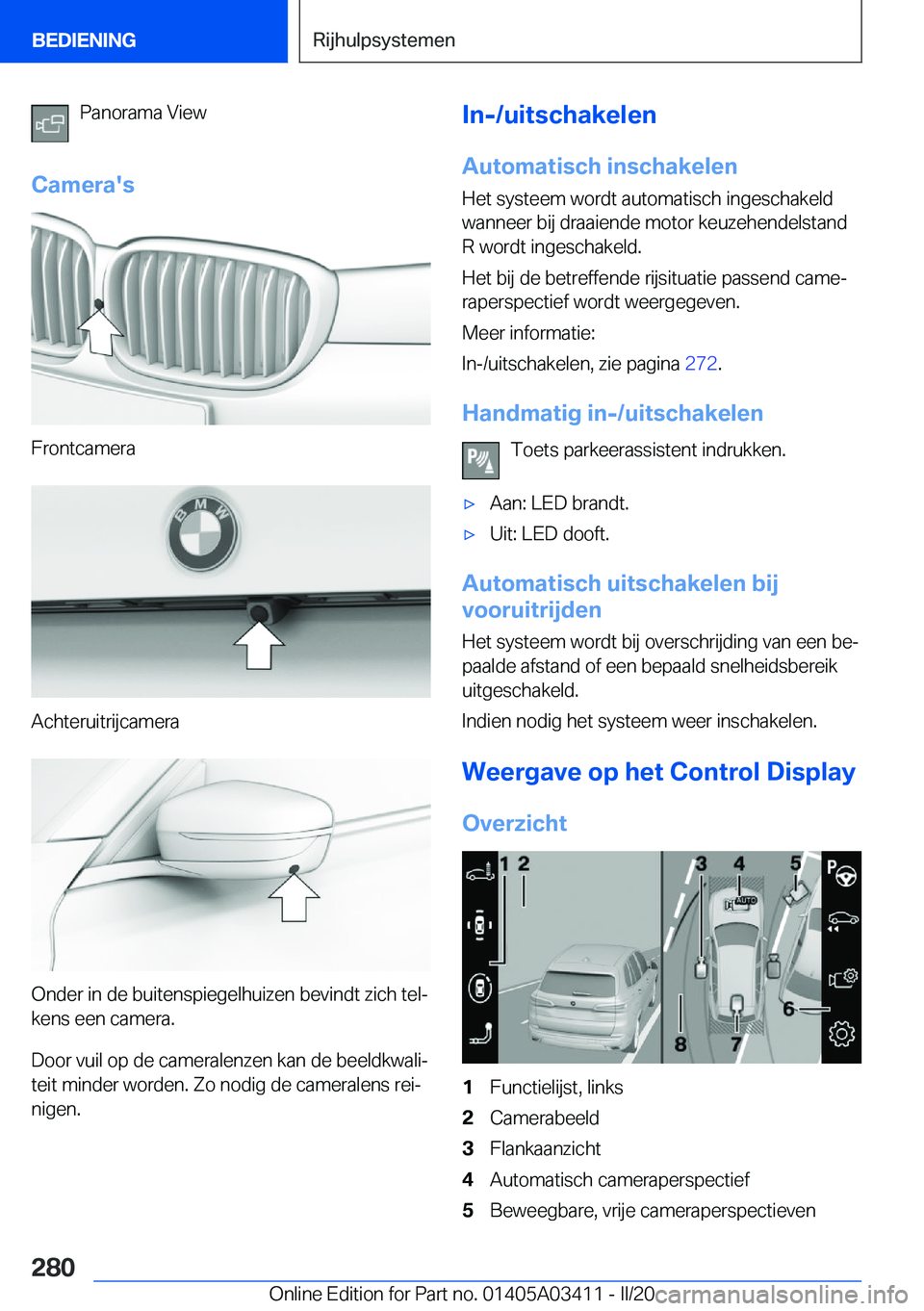 BMW X6 M 2020  Instructieboekjes (in Dutch) �P�a�n�o�r�a�m�a��V�i�e�w
�C�a�m�e�r�a�'�s
�F�r�o�n�t�c�a�m�e�r�a
�A�c�h�t�e�r�u�i�t�r�i�j�c�a�m�e�r�a
�O�n�d�e�r��i�n��d�e��b�u�i�t�e�n�s�p�i�e�g�e�l�h�u�i�z�e�n��b�e�v�i�n�d�t��z�i�c�h��t
