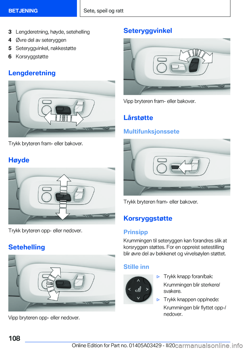 BMW X6 M 2020  InstruksjonsbØker (in Norwegian) �3�L�e�n�g�d�e�r�e�t�n�i�n�g�,��h�