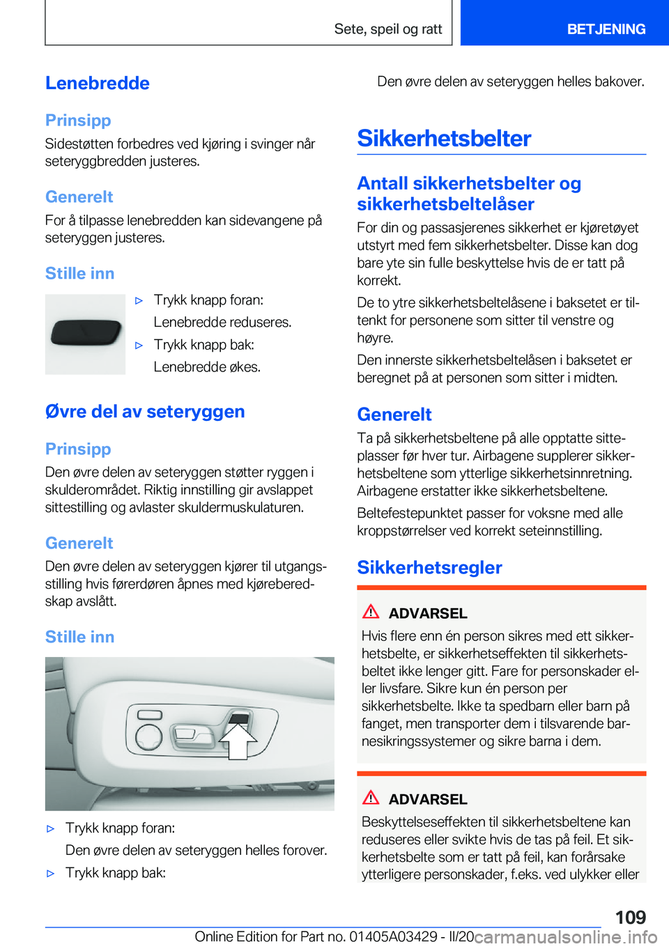 BMW X6 M 2020  InstruksjonsbØker (in Norwegian) �L�e�n�e�b�r�e�d�d�e
�P�r�i�n�s�i�p�p �S�i�d�e�s�t�