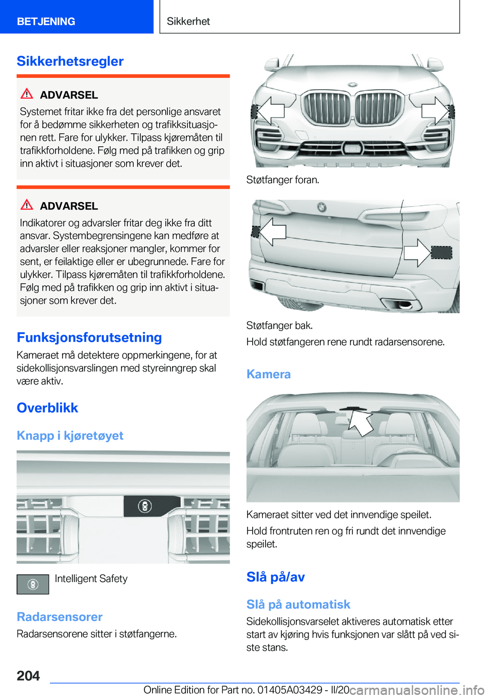 BMW X6 M 2020  InstruksjonsbØker (in Norwegian) �S�i�k�k�e�r�h�e�t�s�r�e�g�l�e�r
�A�D�V�A�R�S�E�L
�S�y�s�t�e�m�e�t��f�r�i�t�a�r��i�k�k�e��f�r�a��d�e�t��p�e�r�s�o�n�l�i�g�e��a�n�s�v�a�r�e�t
�f�o�r��å��b�e�d�