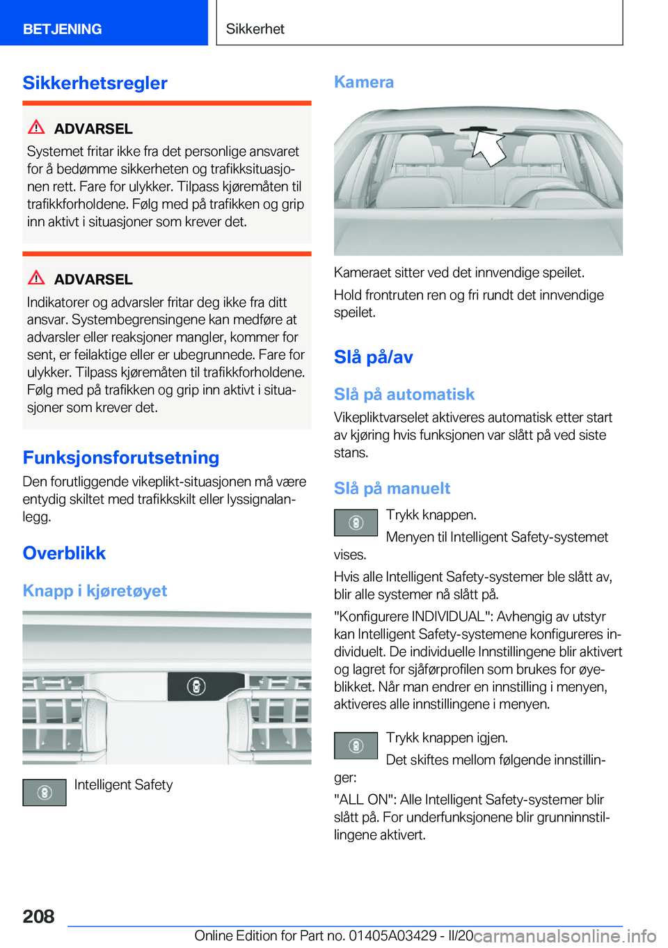 BMW X6 M 2020  InstruksjonsbØker (in Norwegian) �S�i�k�k�e�r�h�e�t�s�r�e�g�l�e�r
�A�D�V�A�R�S�E�L
�S�y�s�t�e�m�e�t��f�r�i�t�a�r��i�k�k�e��f�r�a��d�e�t��p�e�r�s�o�n�l�i�g�e��a�n�s�v�a�r�e�t
�f�o�r��å��b�e�d�