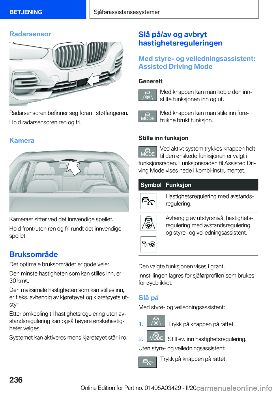 BMW X6 M 2020  InstruksjonsbØker (in Norwegian) �R�a�d�a�r�s�e�n�s�o�r
�R�a�d�a�r�s�e�n�s�o�r�e�n��b�e�f�i�n�n�e�r��s�e�g��f�o�r�a�n��i��s�t�