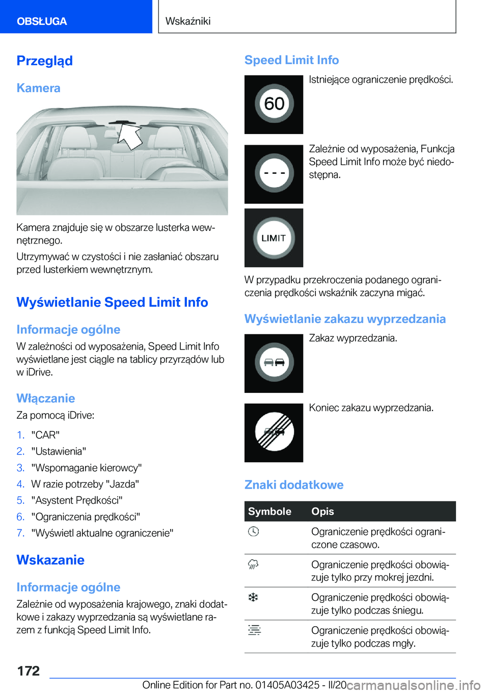 BMW X6 M 2020  Instrukcja obsługi (in Polish) �P�r�z�e�g�l�ą�d�K�a�m�e�r�a
�K�a�m�e�r�a��z�n�a�j�d�u�j�e��s�i�