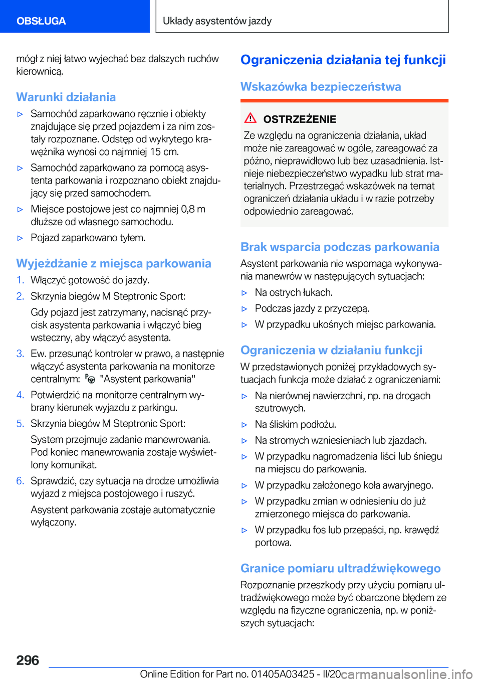 BMW X6 M 2020  Instrukcja obsługi (in Polish) �m�