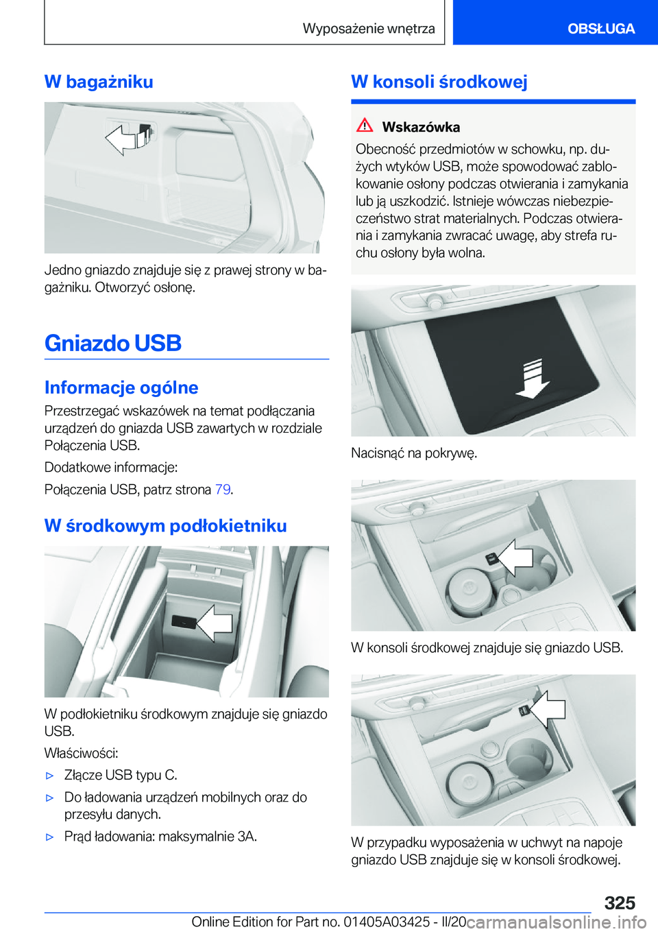 BMW X6 M 2020  Instrukcja obsługi (in Polish) �W��b�a�g�a9�n�i�k�u
�J�e�d�n�o��g�n�i�a�z�d�o��z�n�a�j�d�u�j�e��s�i�