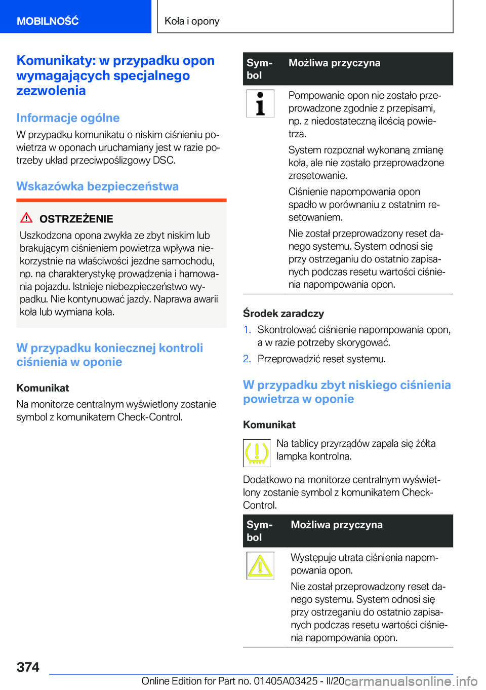 BMW X6 M 2020  Instrukcja obsługi (in Polish) �K�o�m�u�n�i�k�a�t�y�:��w��p�r�z�y�p�a�d�k�u��o�p�o�n
�w�y�m�a�g�a�j�ą�c�y�c�h��s�p�e�c�j�a�l�n�e�g�o
�z�e�z�w�o�l�e�n�i�a
�I�n�f�o�r�m�a�c�j�e��o�g�