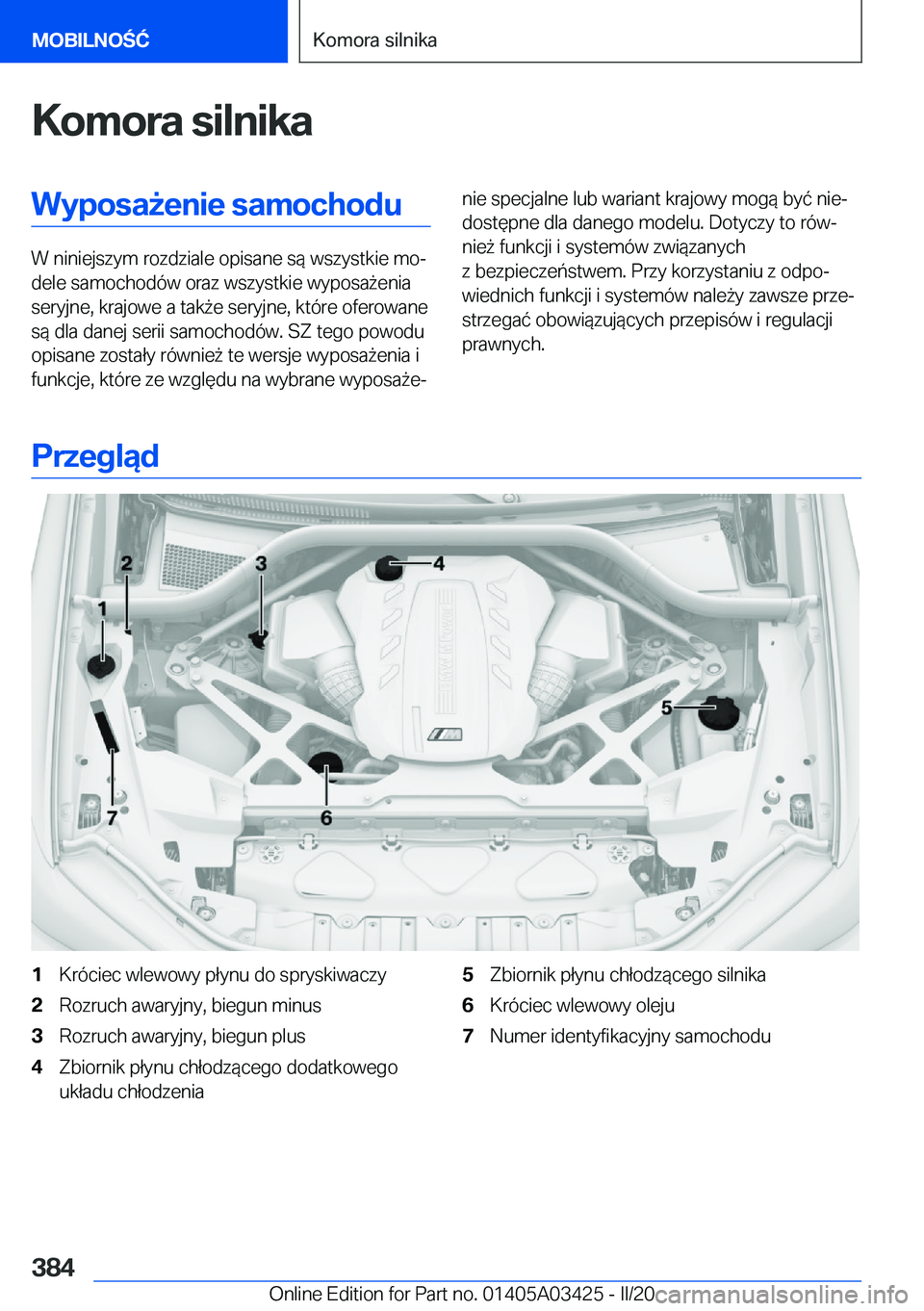 BMW X6 M 2020  Instrukcja obsługi (in Polish) �K�o�m�o�r�a��s�i�l�n�i�k�a�W�y�p�o�s�a9�e�n�i�e��s�a�m�o�c�h�o�d�u
�W��n�i�n�i�e�j�s�z�y�m��r�o�z�d�z�i�a�l�e��o�p�i�s�a�n�e��s�