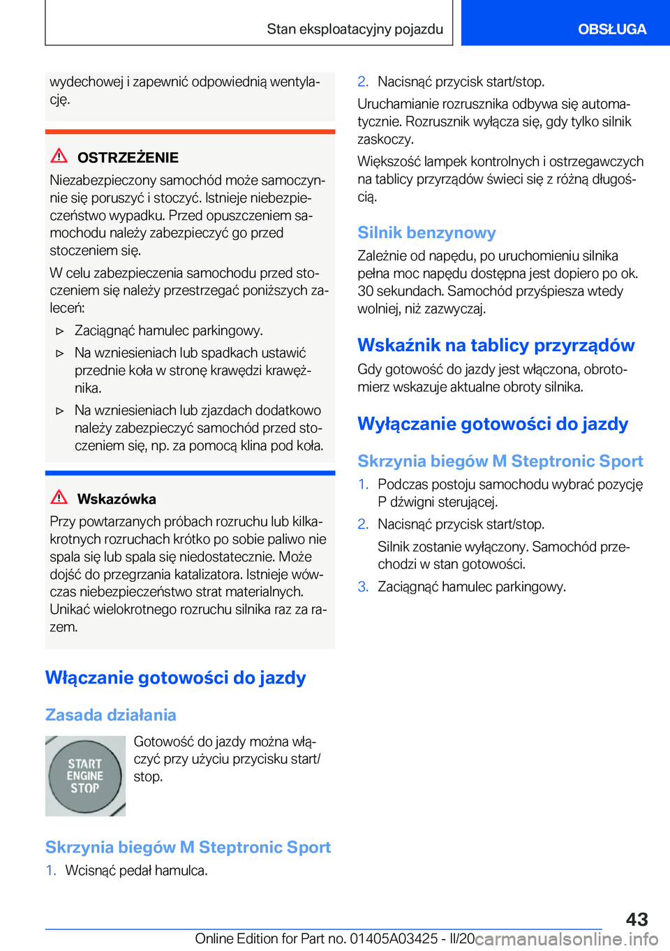 BMW X6 M 2020  Instrukcja obsługi (in Polish) �w�y�d�e�c�h�o�w�e�j��i��z�a�p�e�w�n�i�