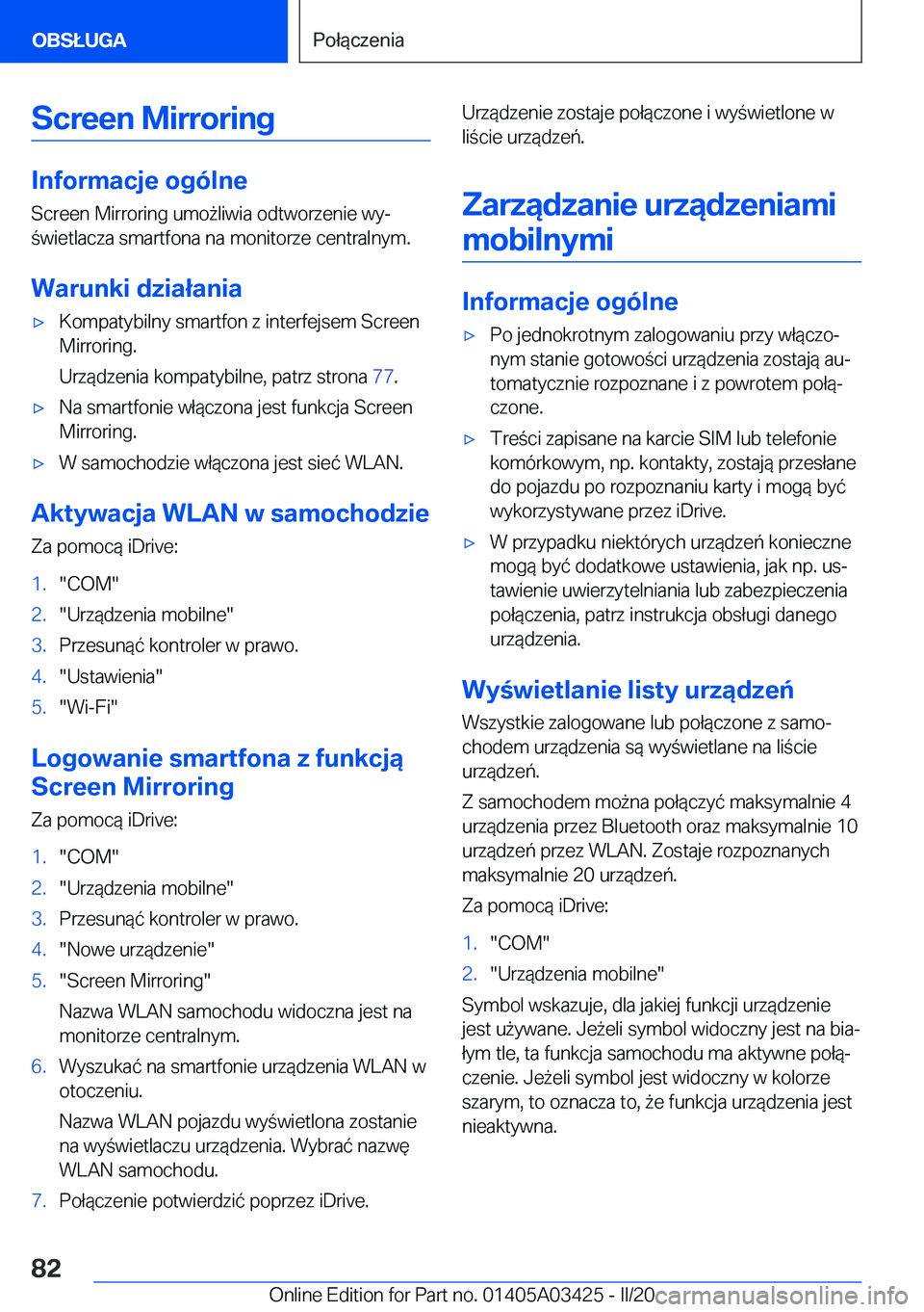 BMW X6 M 2020  Instrukcja obsługi (in Polish) �S�c�r�e�e�n��M�i�r�r�o�r�i�n�g
�I�n�f�o�r�m�a�c�j�e��o�g�