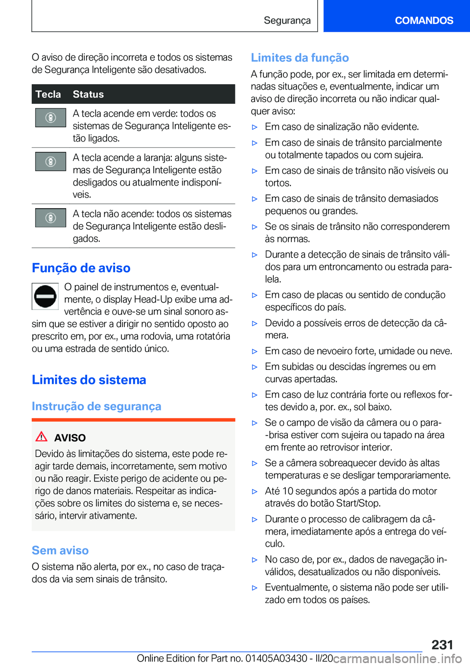 BMW X6 M 2020  Manual do condutor (in Portuguese) �O��a�v�i�s�o��d�e��d�i�r�e�