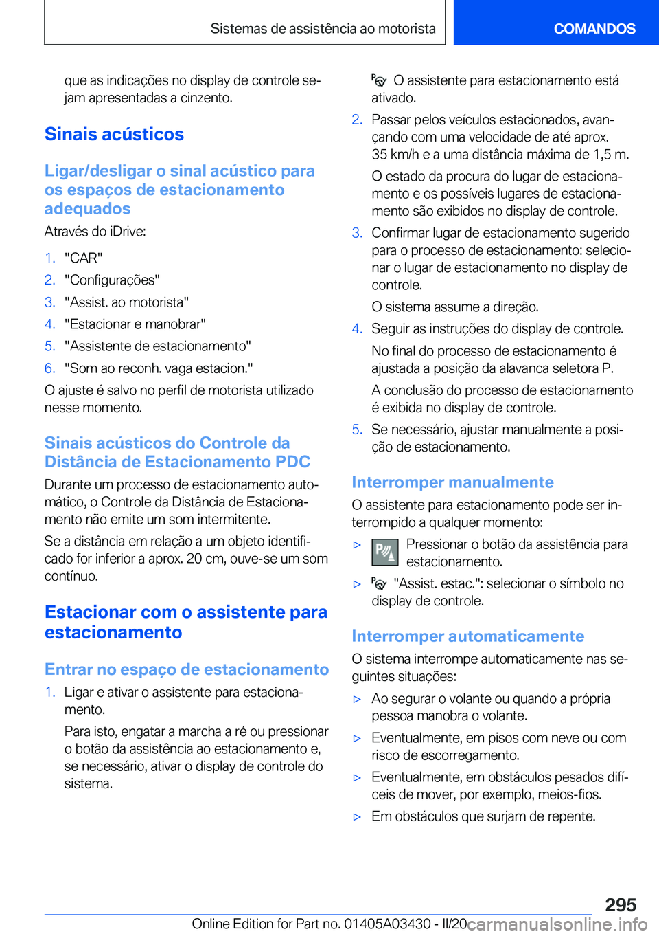 BMW X6 M 2020  Manual do condutor (in Portuguese) �q�u�e��a�s��i�n�d�i�c�a�