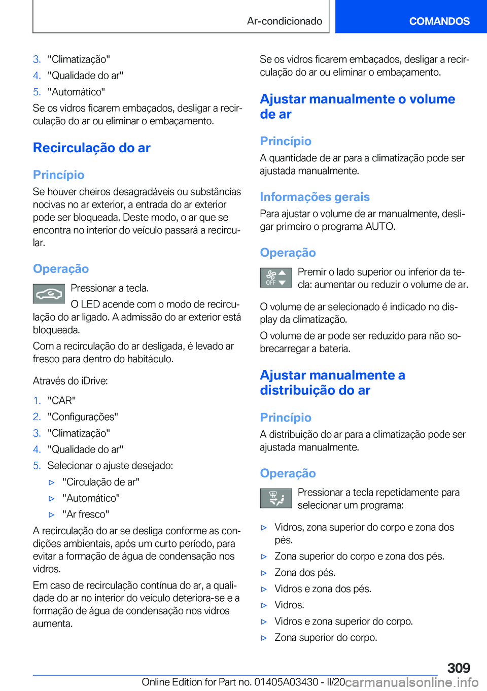 BMW X6 M 2020  Manual do condutor (in Portuguese) �3�.��C�l�i�m�a�t�i�z�a�