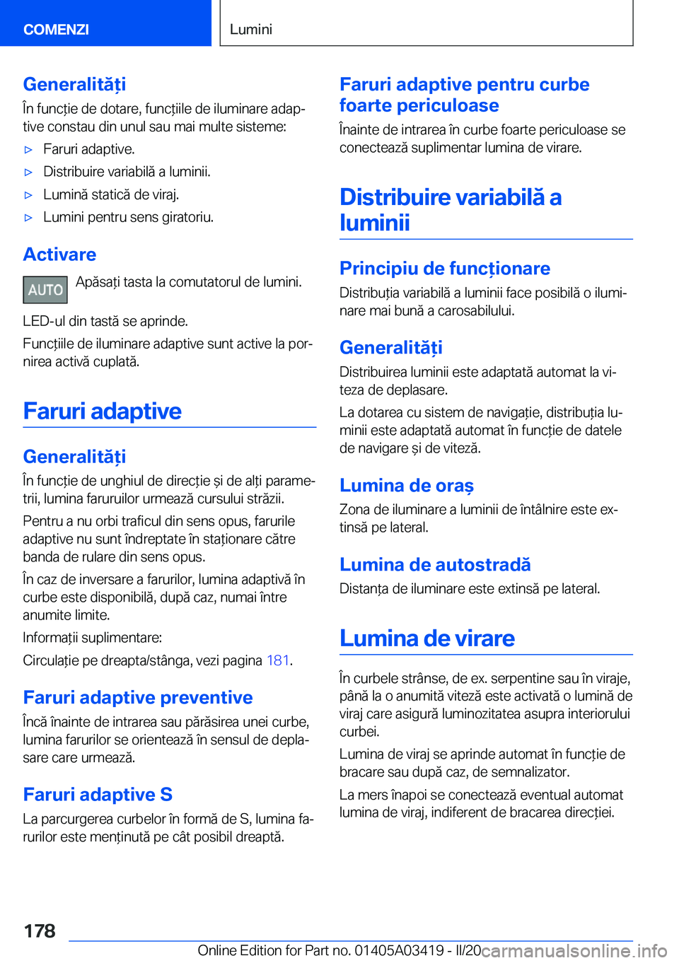 BMW X6 M 2020  Ghiduri De Utilizare (in Romanian) �G�e�n�e�r�a�l�i�t�