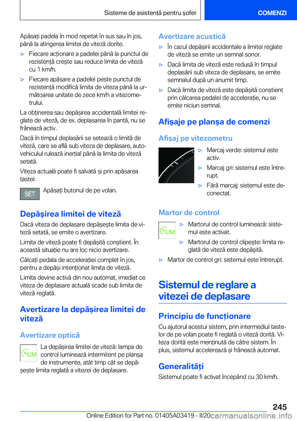 BMW X6 M 2020  Ghiduri De Utilizare (in Romanian) �A�p�ă�s�a*�i��p�a�d�e�l�a��