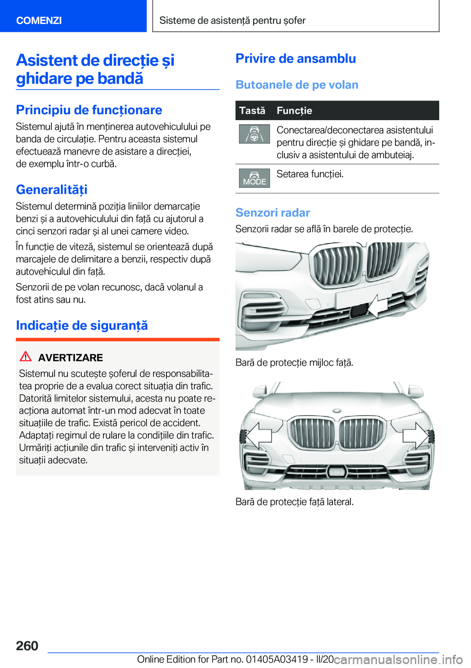 BMW X6 M 2020  Ghiduri De Utilizare (in Romanian) �A�s�i�s�t�e�n�t��d�e��d�i�r�e�c�i�e�&�i�g�h�i�d�a�r�e��p�e��b�a�n�d�