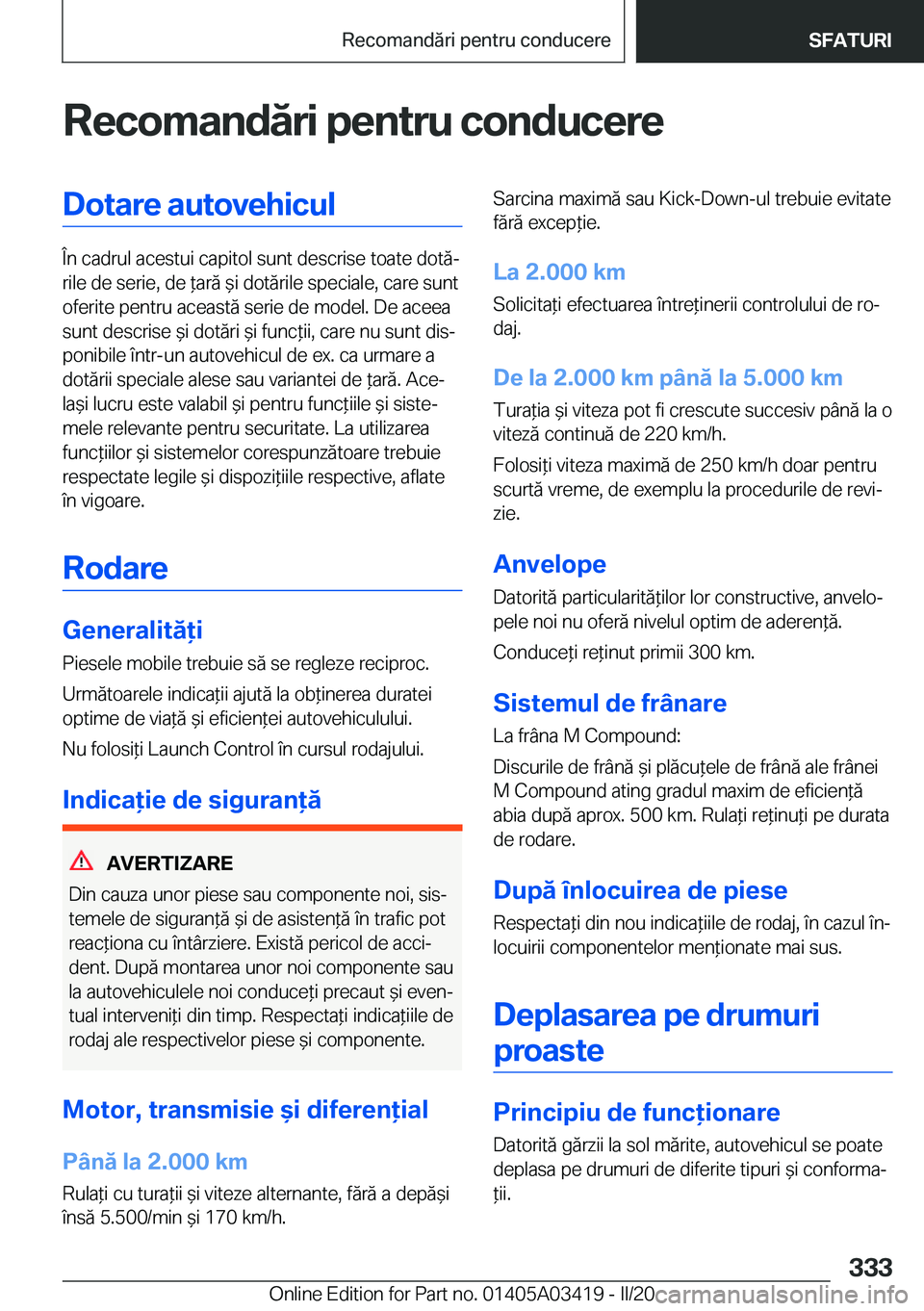 BMW X6 M 2020  Ghiduri De Utilizare (in Romanian) �R�e�c�o�m�a�n�d�