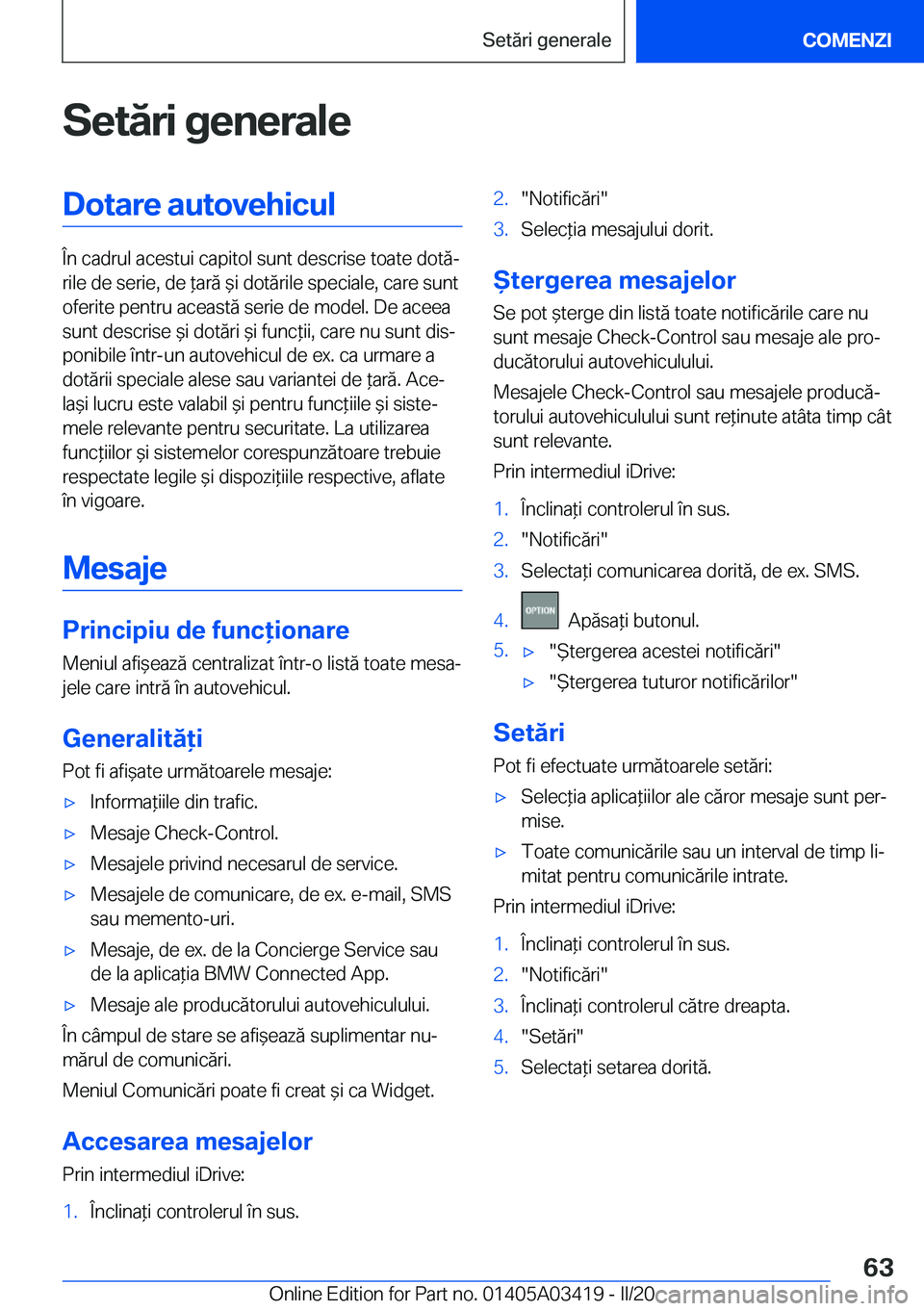 BMW X6 M 2020  Ghiduri De Utilizare (in Romanian) �S�e�t�