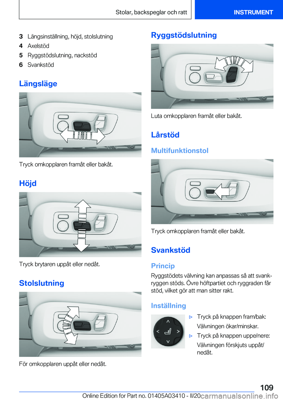 BMW X6 M 2020  InstruktionsbÖcker (in Swedish) �3�L�ä�n�g�s�i�n�s�t�ä�l�l�n�i�n�g�,��h�