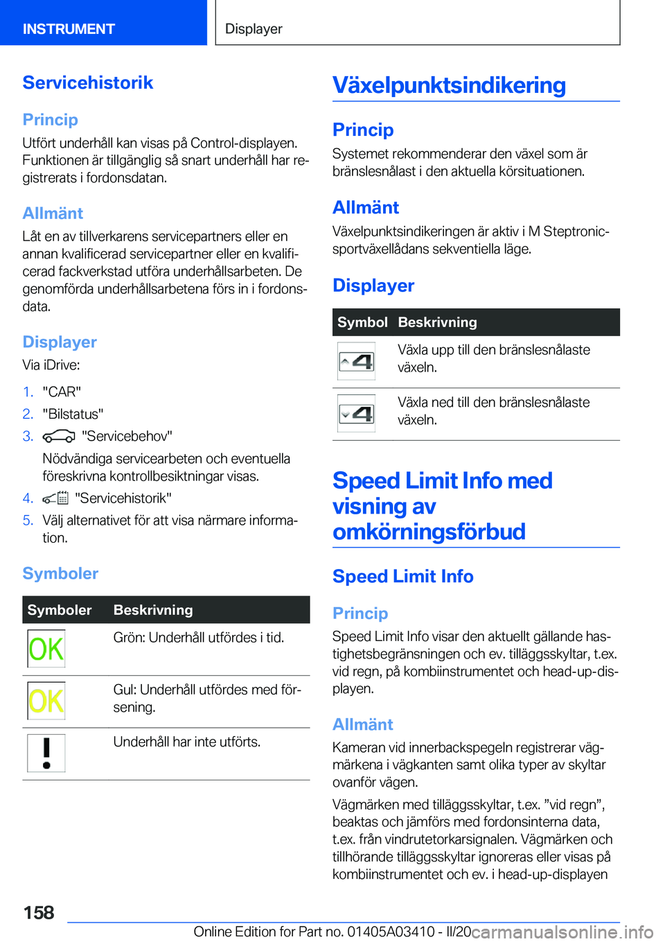 BMW X6 M 2020  InstruktionsbÖcker (in Swedish) �S�e�r�v�i�c�e�h�i�s�t�o�r�i�k�P�r�i�n�c�i�p
�U�t�f�