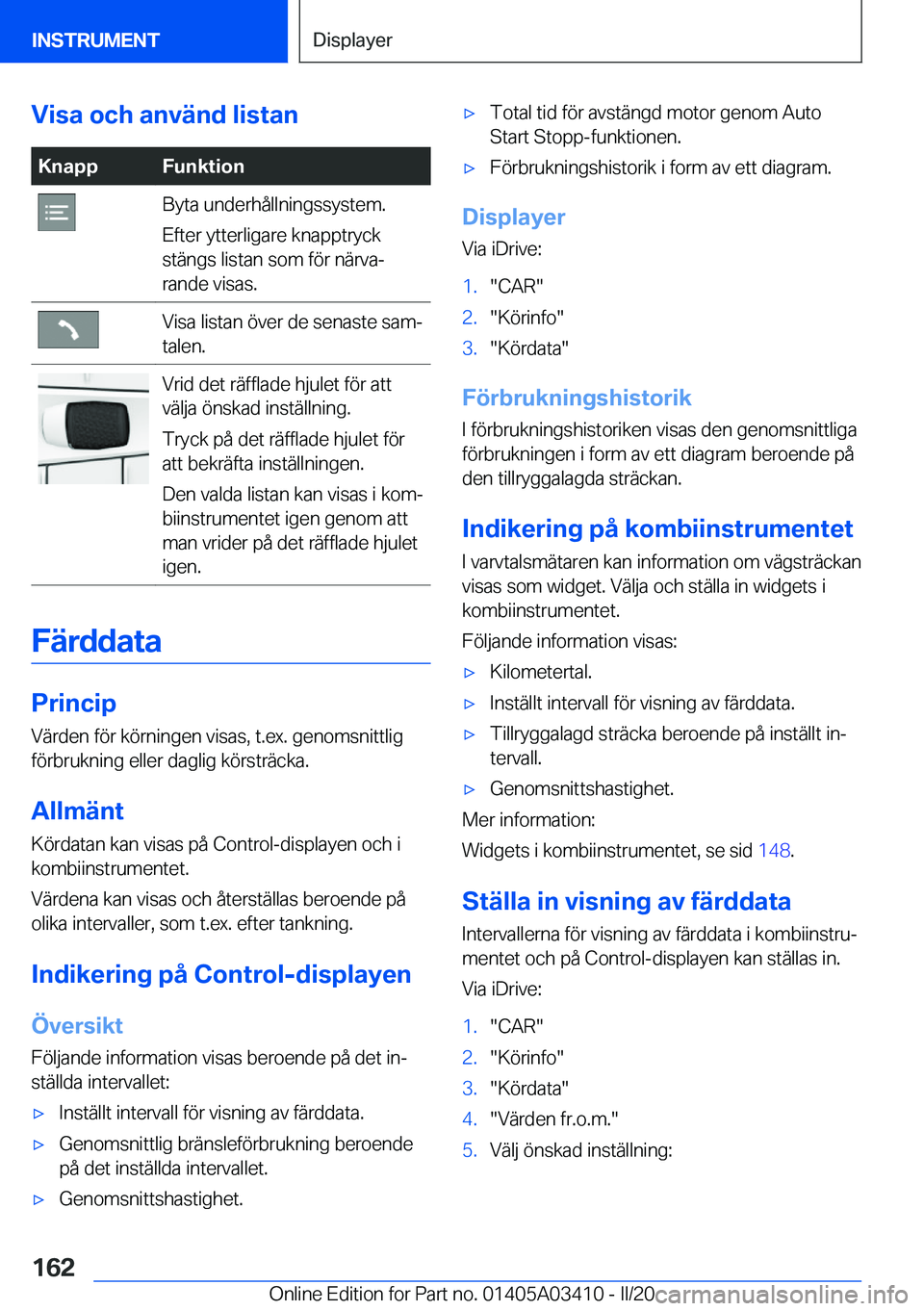 BMW X6 M 2020  InstruktionsbÖcker (in Swedish) �V�i�s�a��o�c�h��a�n�v�ä�n�d��l�i�s�t�a�n�K�n�a�p�p�F�u�n�k�t�i�o�n�B�y�t�a��u�n�d�e�r�h�å�l�l�n�i�n�g�s�s�y�s�t�e�m�.
�E�f�t�e�r��y�t�t�e�r�l�i�g�a�r�e��k�n�a�p�p�t�r�y�c�k
�s�t�ä�n�g�s��l�