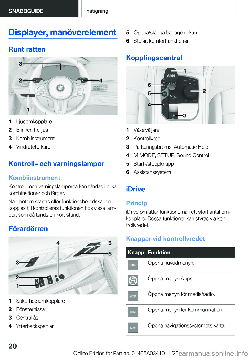 BMW X6 M 2020  InstruktionsbÖcker (in Swedish) �D�i�s�p�l�a�y�e�r�,��m�a�n�
