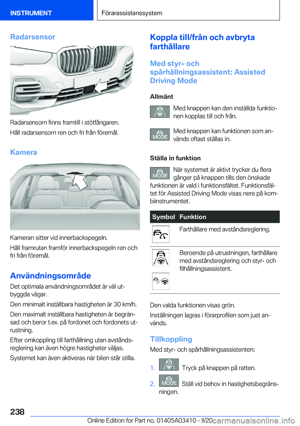 BMW X6 M 2020  InstruktionsbÖcker (in Swedish) �R�a�d�a�r�s�e�n�s�o�r
�R�a�d�a�r�s�e�n�s�o�r�n��f�i�n�n�s��f�r�a�m�t�i�l�l��i��s�t�