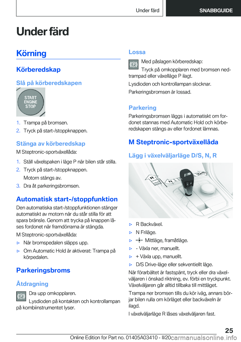 BMW X6 M 2020  InstruktionsbÖcker (in Swedish) �U�n�d�e�r��f�ä�r�d�K�