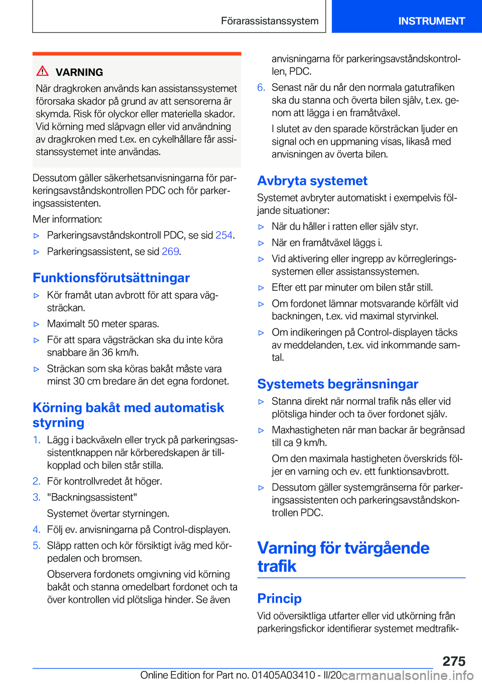 BMW X6 M 2020  InstruktionsbÖcker (in Swedish) �V�A�R�N�I�N�G
�N�ä�r��d�r�a�g�k�r�o�k�e�n��a�n�v�ä�n�d�s��k�a�n��a�s�s�i�s�t�a�n�s�s�y�s�t�e�m�e�t
�f�