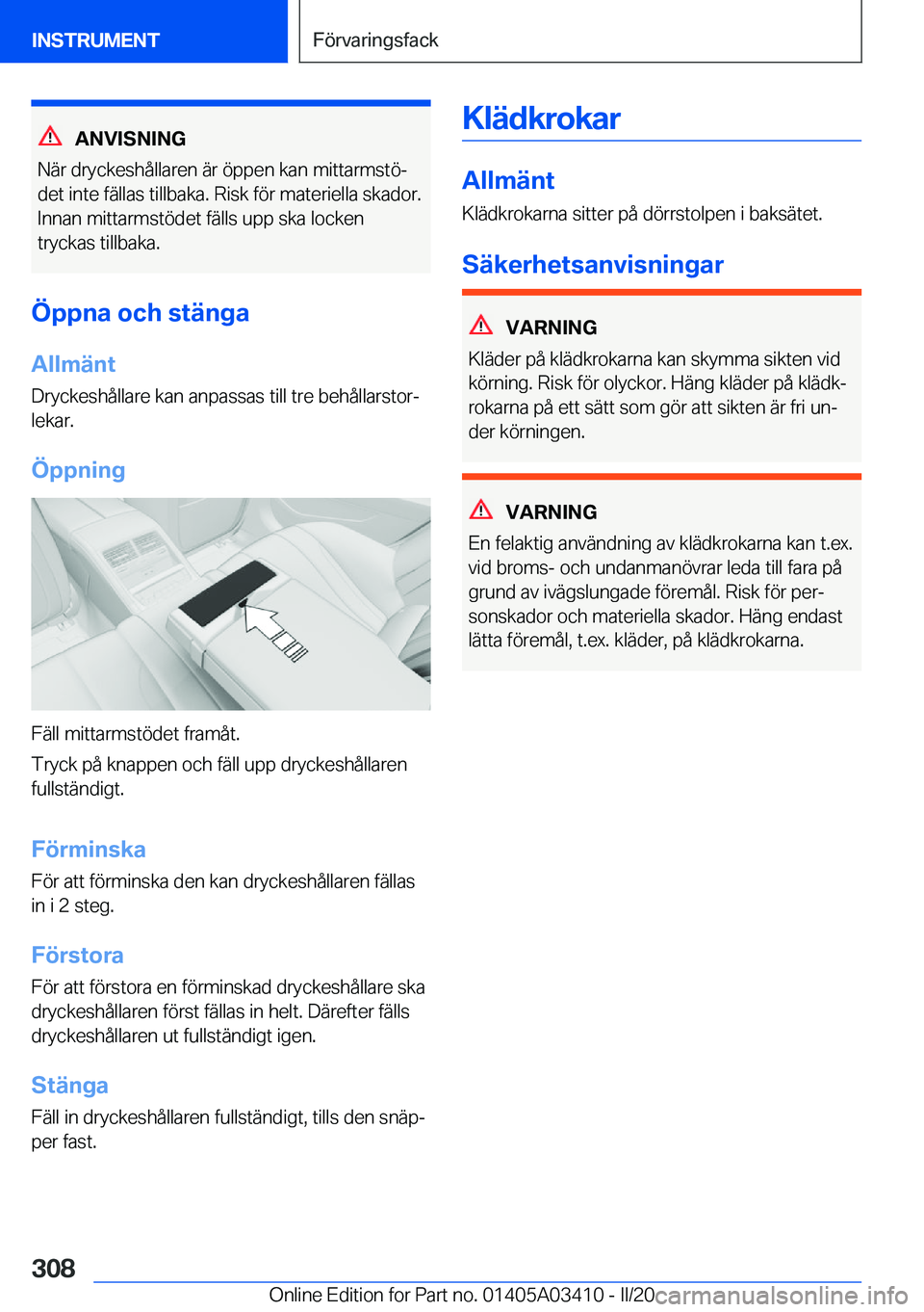 BMW X6 M 2020  InstruktionsbÖcker (in Swedish) �A�N�V�I�S�N�I�N�G
�N�ä�r��d�r�y�c�k�e�s�h�å�l�l�a�r�e�n��ä�r��
